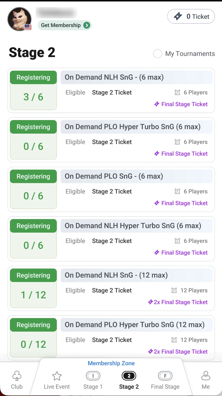 Stage 2: On Demand SnGs for Final Stage tickets