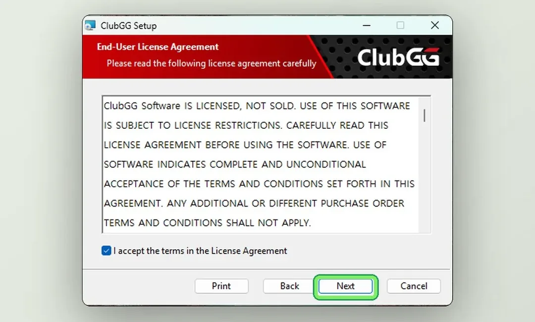 ClubGG: Accept the license agreement