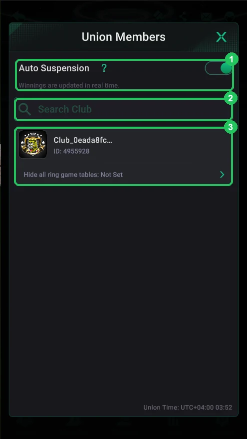Union Members: the union’s clubs and Auto Suspension