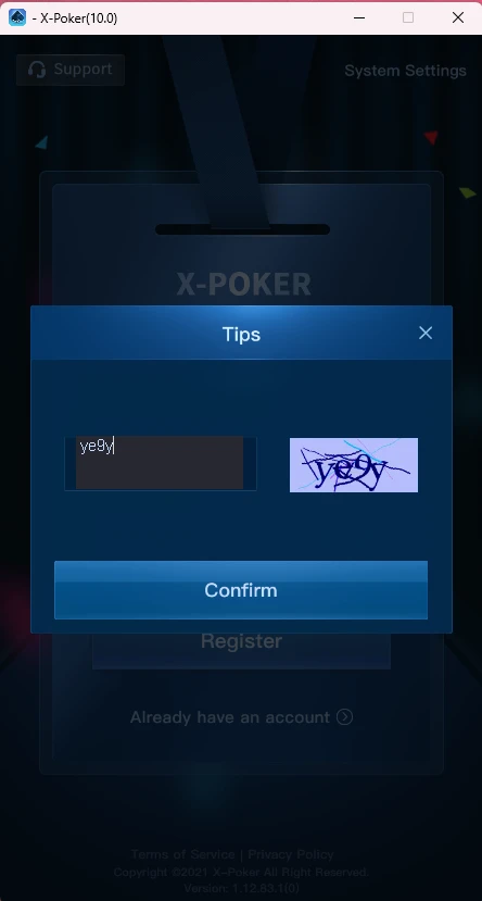 X-Poker: Enter the captcha