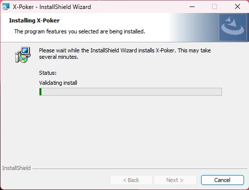 X-Poker: Wait for the installation to finish