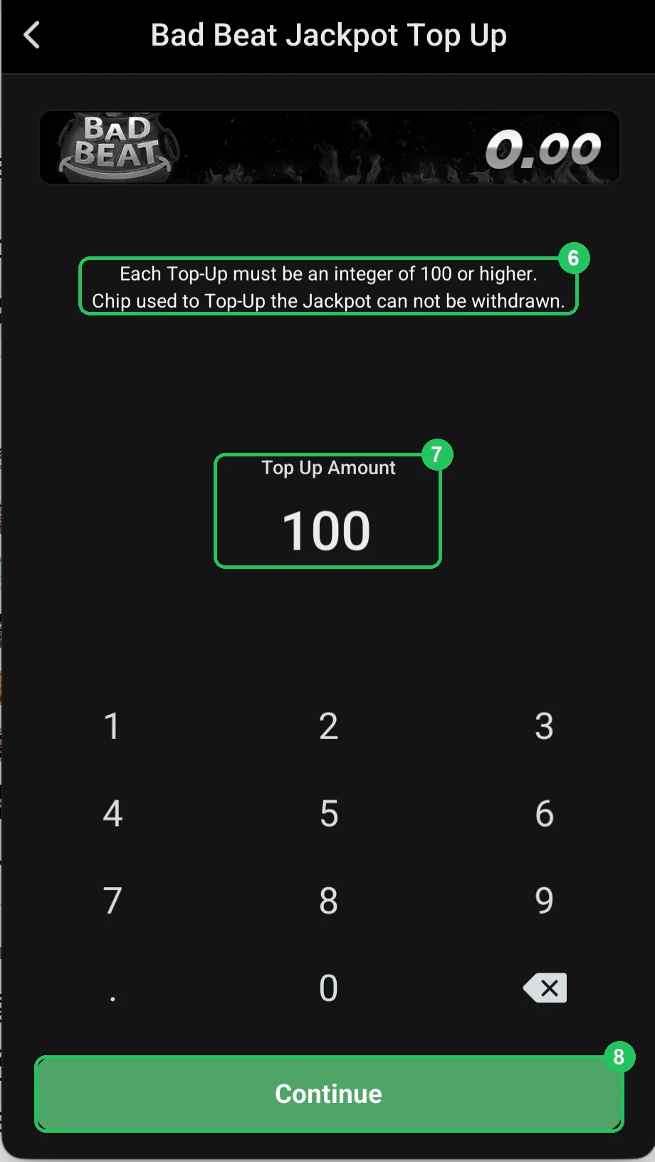 ClubGG: Top-up: rules and amount.