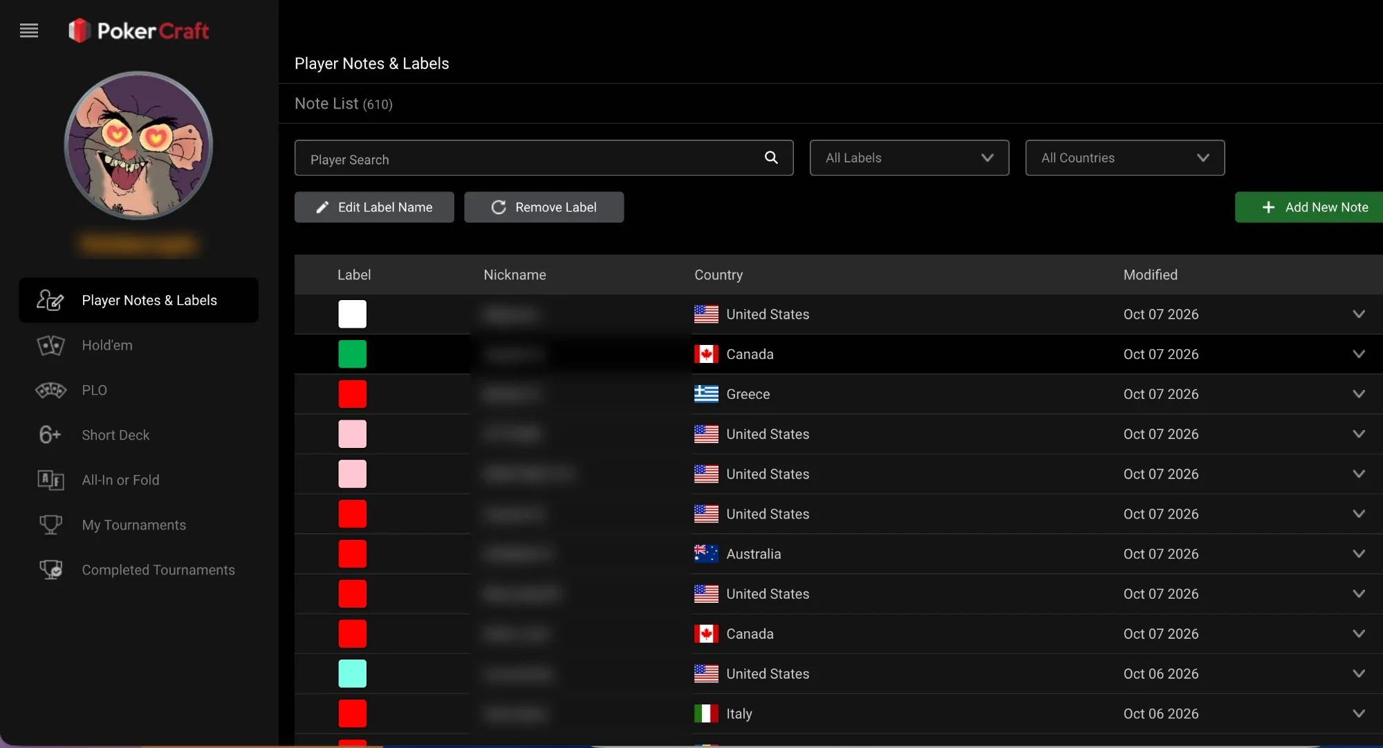 ClubGG: Player Notes & Labels: notes and labels on players.