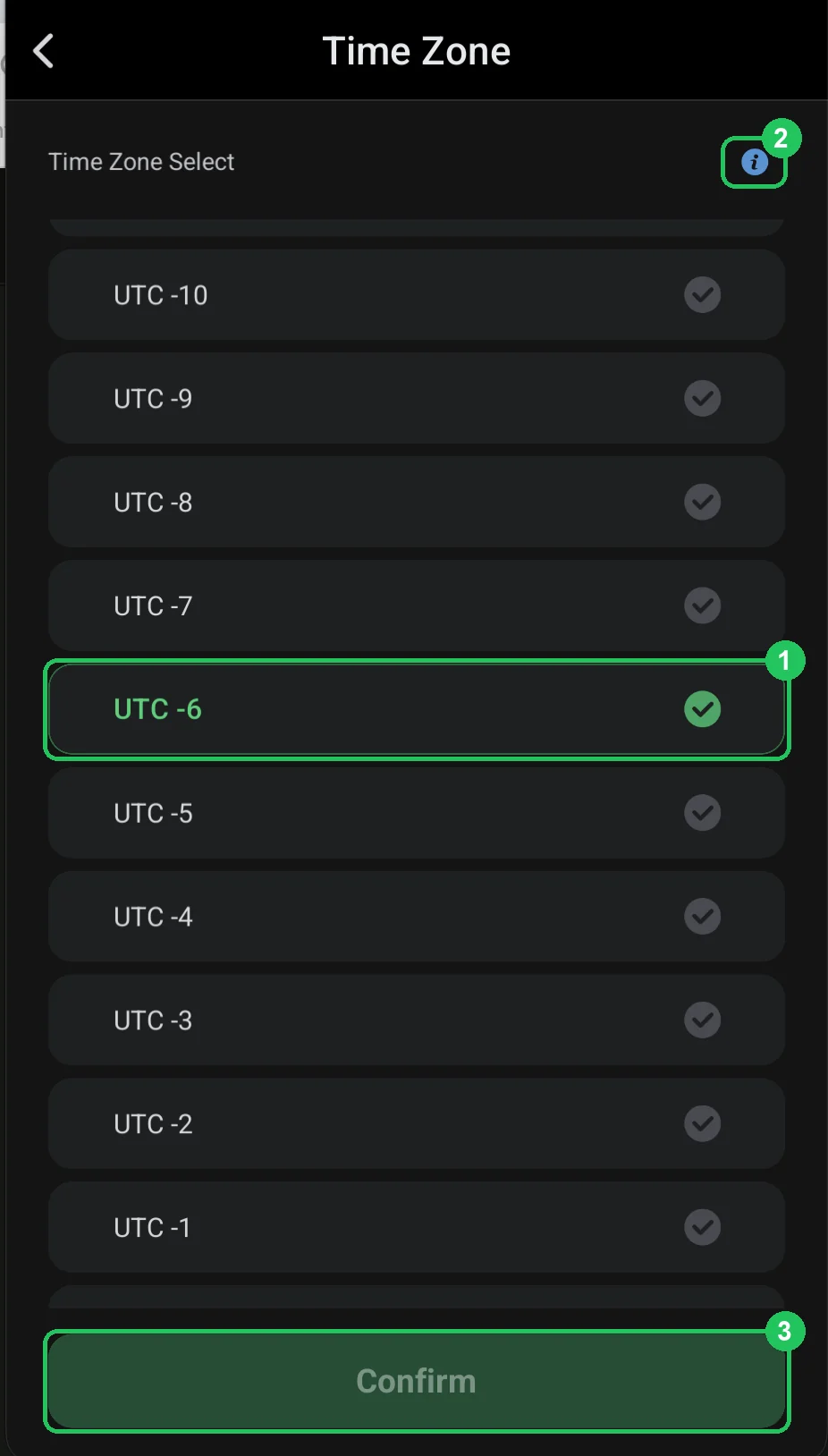 ClubGG: Time Zone: the list of zones, UTC −6 selected.