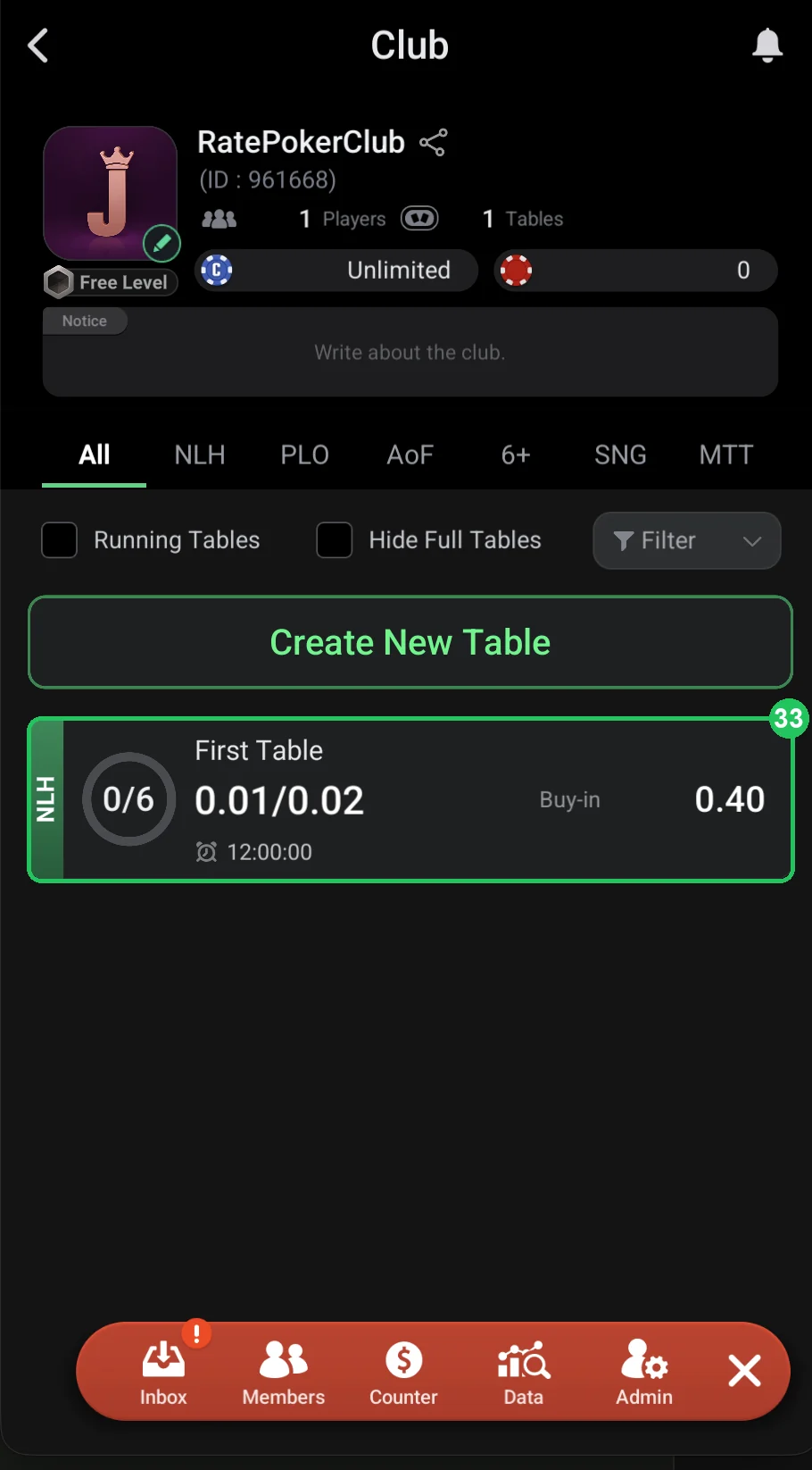 ClubGG: 33: the new table in the club lobby.