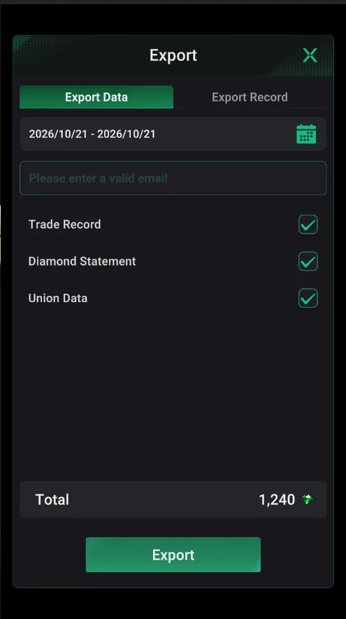 PPPoker: Export: period, email, reports and the diamond cost.