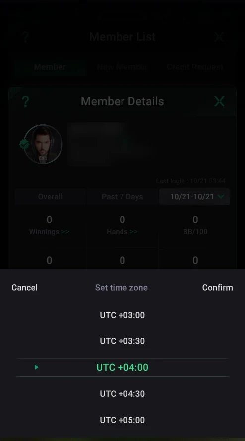 PPPoker: The time zone for the stats.