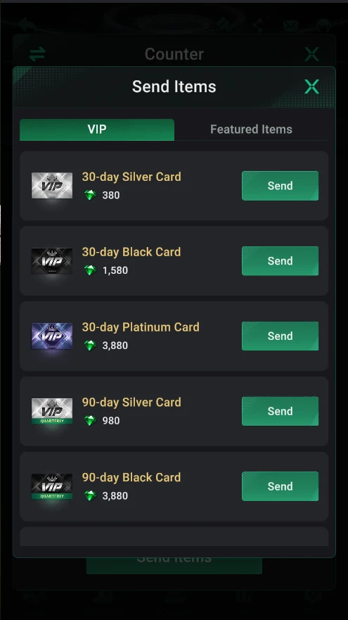 PPPoker: 30- and 90-day VIP cards for diamonds.