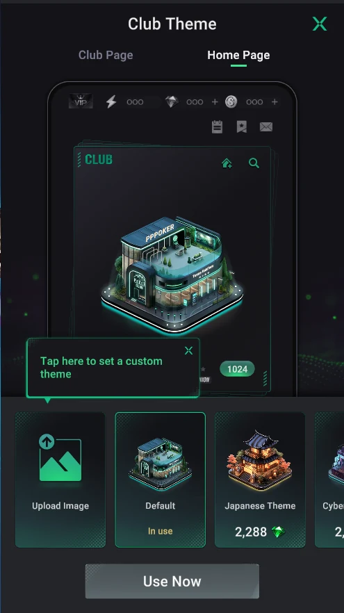 PPPoker: Club Theme → Home Page: the club image on the home screen.