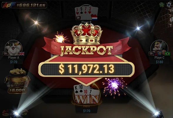 All-in or Fold table with the jackpot counter at $11,972.13